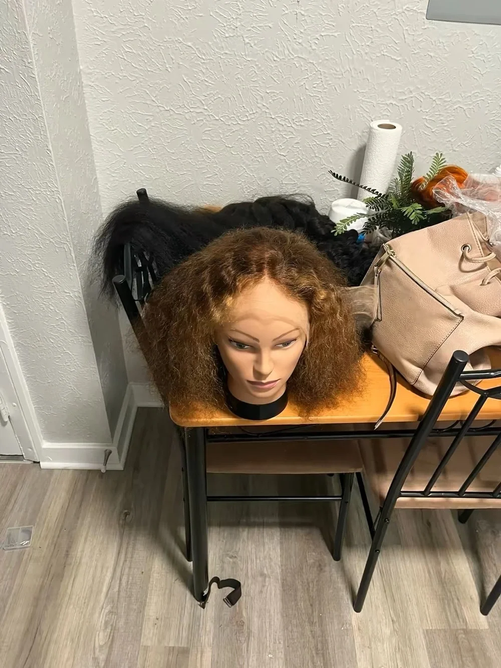 Short Curly Lace Front Wig - Natural Black Center Part